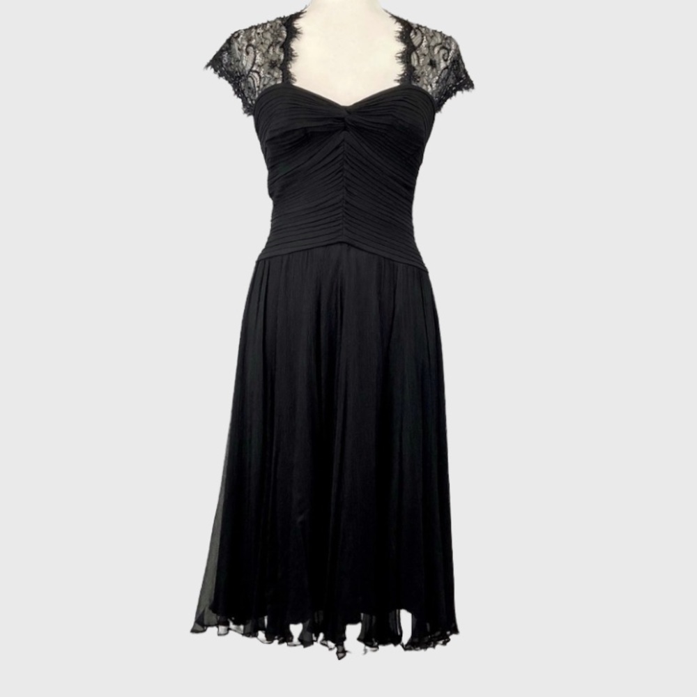 Tadashi Collection Black Silk Lace Cocktail Dress 2